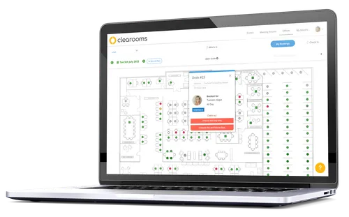 Desk booking software screen