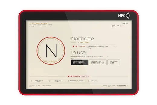 Clearooms room display showing live status