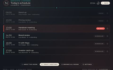 Tempo theme display — Today's schedule
